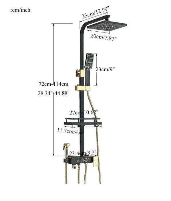 Set Coloana de Dus Premium cu Design Elegant în Negru și Auriu
