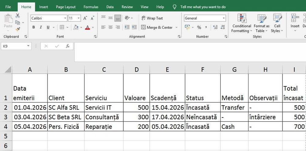 Ajutor Excel rapid – tabele, calcule, organizare date