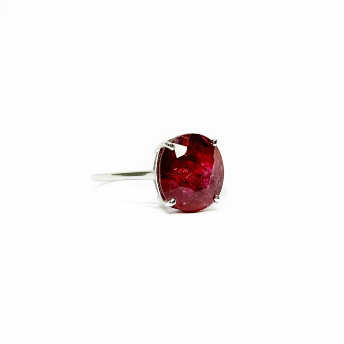 Inel din aur alb 14k cu rubin natural 3.51 CT NOU