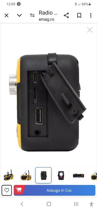 Radio, mp3, bt, stick, card, încărcare manuală, solară și usb.c