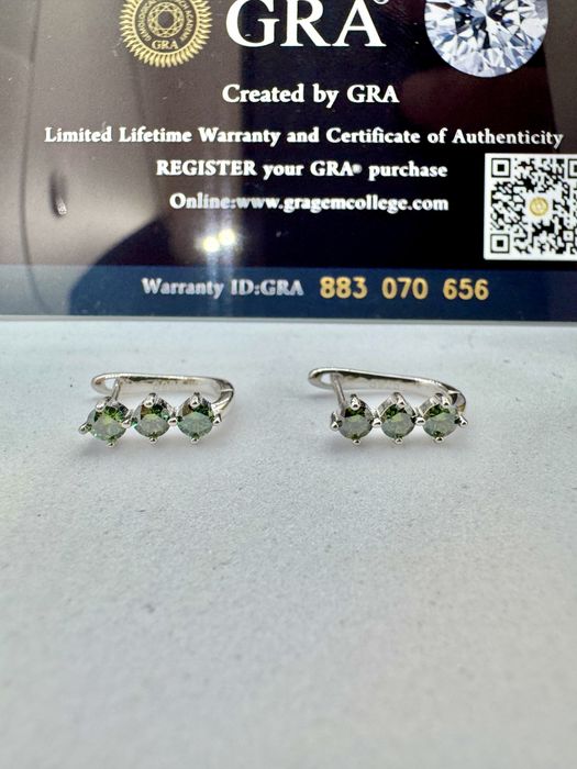 Сребърни обеце с мойсанит (Диамант) 0.6 карата