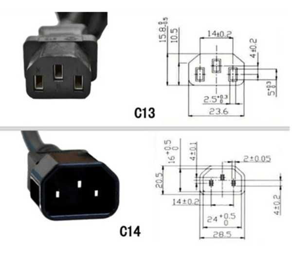 Захранващ кабел за захранване, компютър, ъглов, 220VAC,10A,5m,3x1,5mm2