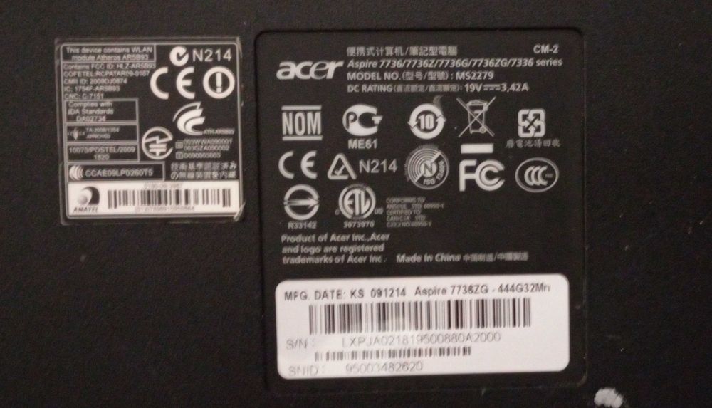 Лаптоп Acer Aspire 7736ZG- за части