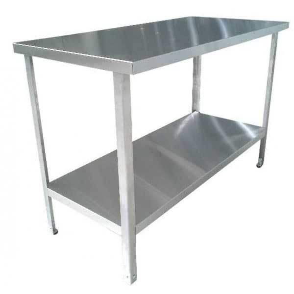 Стол пристенный с полкой. Нержавейка