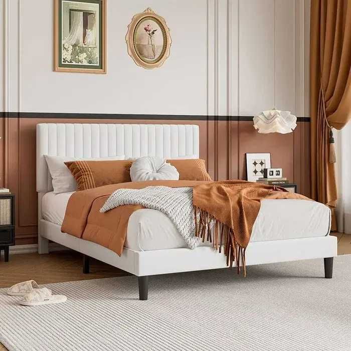 Pat tapitat 140x190 cm cu somiera , pentru saltea de 140 cm / 190 cm