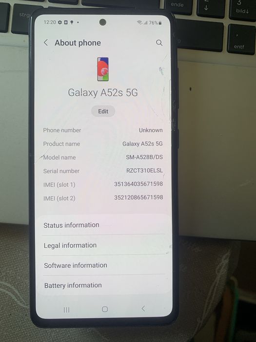 sam a52s , touch fisurat