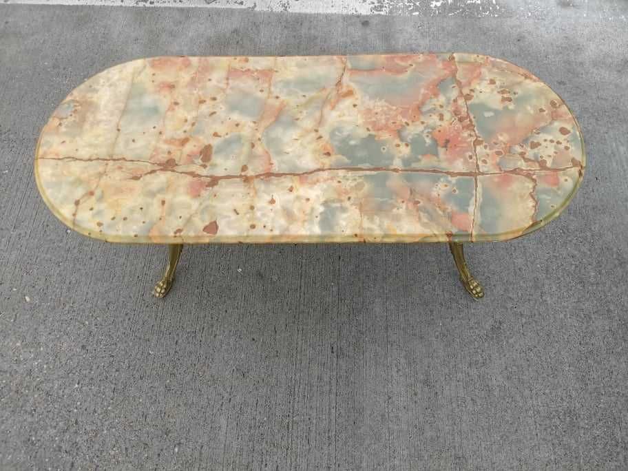 Masa din bronz cu blat de piatra onix