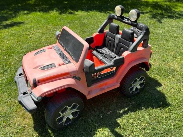 Masinuta electrica 4x4 Premier Jeep Wrangler Rubicon, 12V, roti cauciuc EVA, scaun piele ecologica, portocaliu