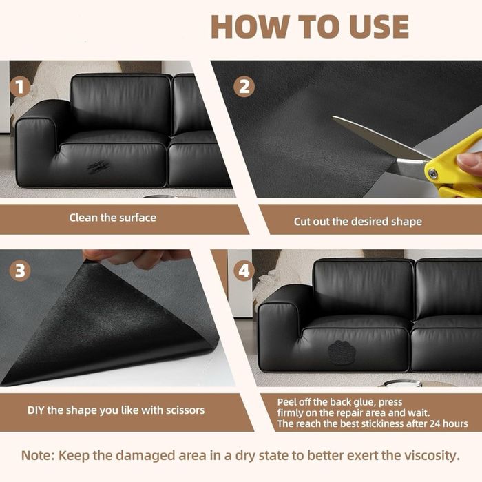 Самоклеящаяся кожанная нашивка для кожанной обивки диванов и мебели