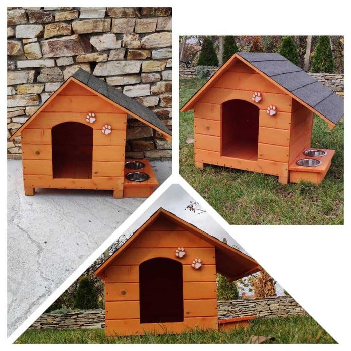 Къща за куче със стряха+купи;Колиба за кучета;Къщи за кученца-Оранжев