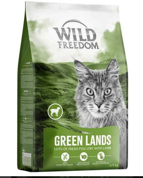 Храна за котки. Wild Freedom Adult Green Lands с агнешко, без зърно НОВО: 6,5 кг