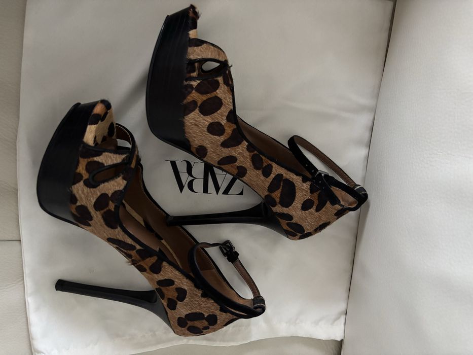 Pantofi din piele naturala animal print 37