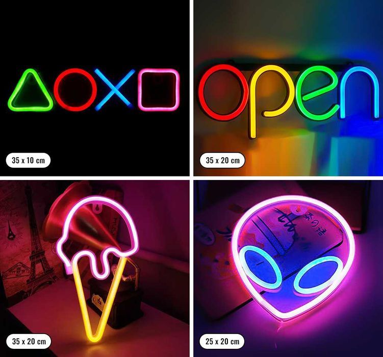 USB Неонови знаци + слот за БАТЕРИИ - 25 модела