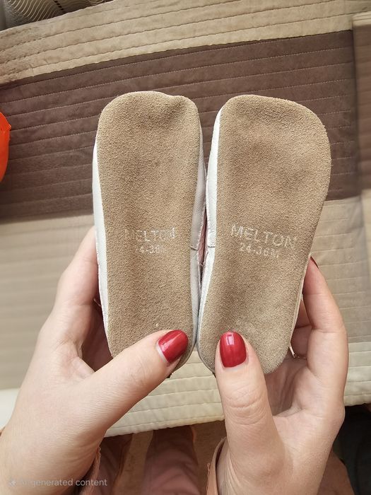 Пантофи за момиче от естествена кожа, с мека подметка