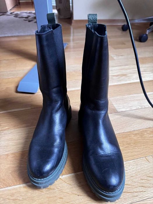 Челси боти Karolina Kurkova със зелена подметка - ест. кожа - 42 номер