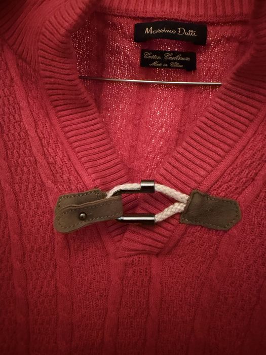Оригинален мъжки плетен пуловер Massimo Dutti -100% памук и кашмир