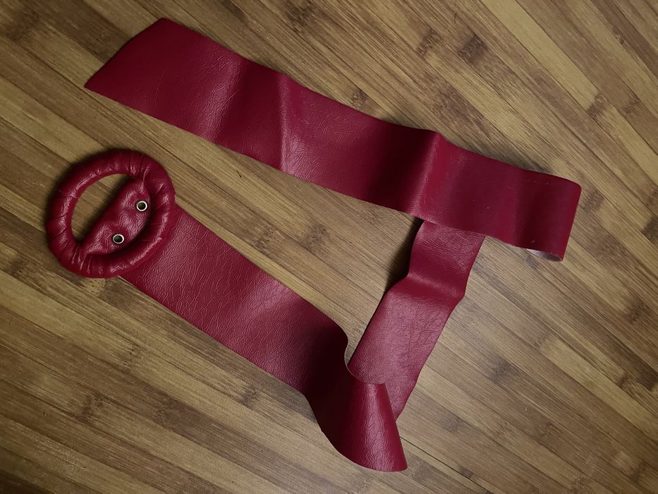 Curea roșie lata stil Cartier leather belt noua