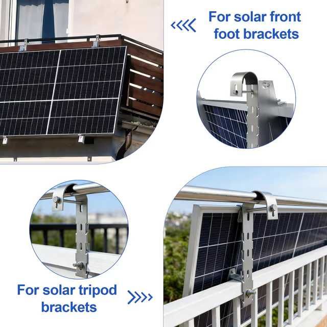 Cârlige de montare panou solar balcon din oțel inoxidabil pentru balustrade și acoperișuri plate – argintiu
