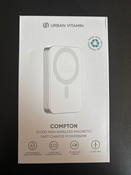 Магнитна батерия за тел - URBAN VITAMIN COMPTON RCS 10.000 MAH - БЯЛА