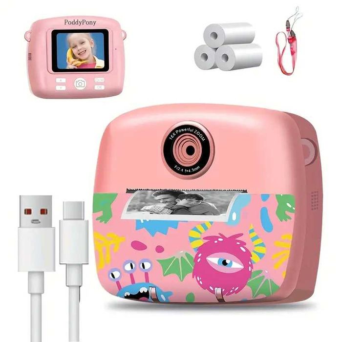 Детски фотоапарат с дисплей за моментни снимки Принтер камера 9 вида