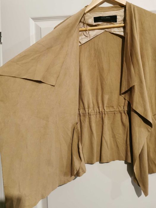 Cardigan ZARA din material tip piele întoarsă sintetica, elastic