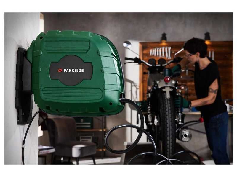 НОВИ! Компресор Parkside 1100 W с автоматична макара с маркуч 10м 8bar