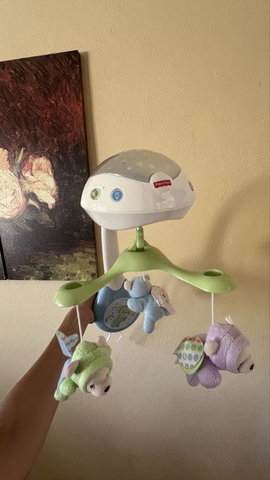 Музикална въртележка за кошара, легло и количка Fisher Price Мечета пеперуди 3в1