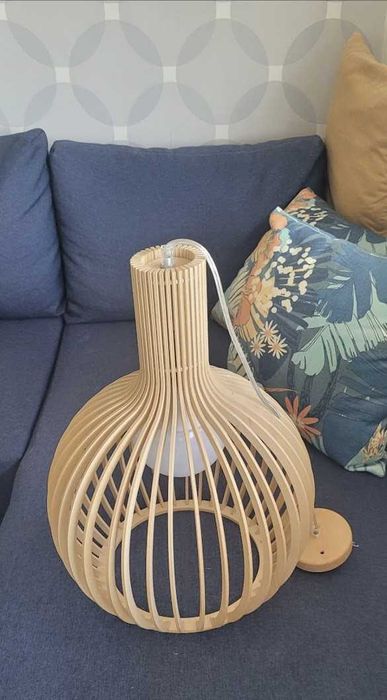 Дървен пендел – дърво и хром, кръг с диаметър 35x45 сm