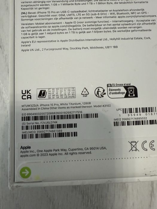 iPhone 15 Pro ,White, 128GB , Sigilat