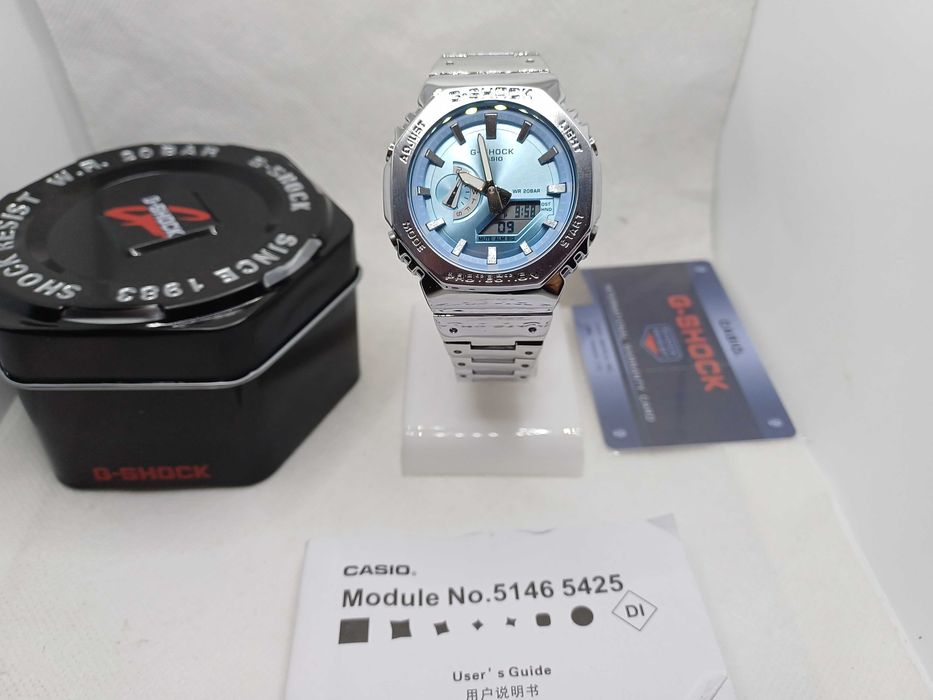 Ceas Sport Barbatesc Casio g shock Full metal GM 2110d Silver Ciel Nou,Garantie 2 ani