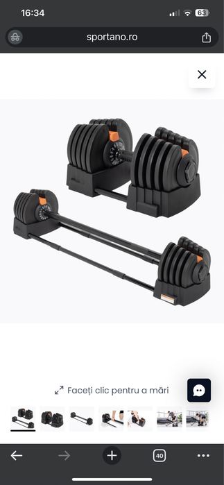 Vand gantera si bara greutati TREXO kilograme ajustabile pana la 40 kg