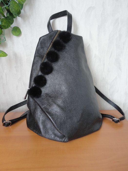 Естествена кожа/дамска чанта/раница