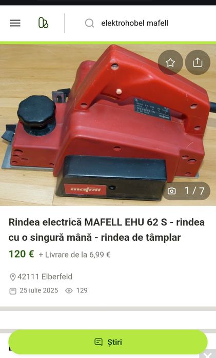 Mașină rindeluit (rindea) professionala AEG EH 700,/Mafell EHU 62 S