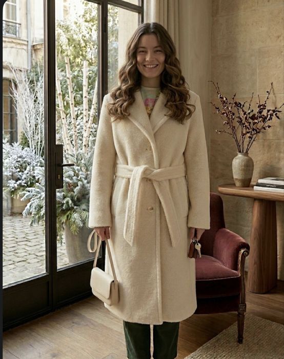 Пальто тедди белое на весну