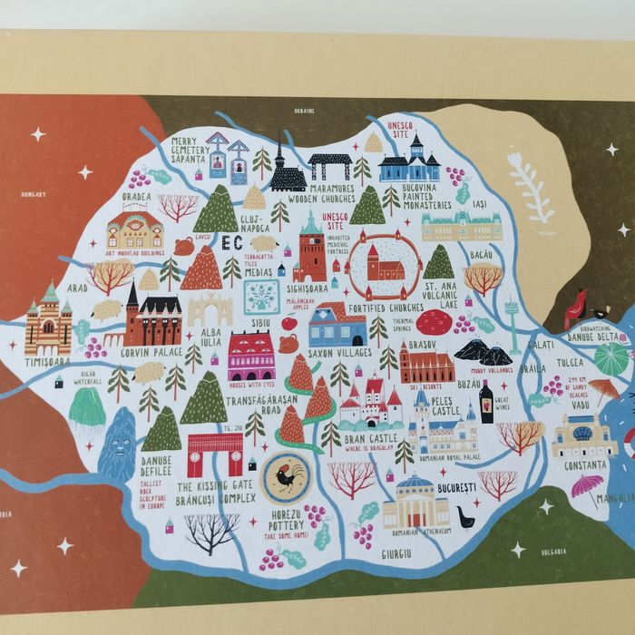 Vând puzzle 1000 de piese cu harta Romaniei