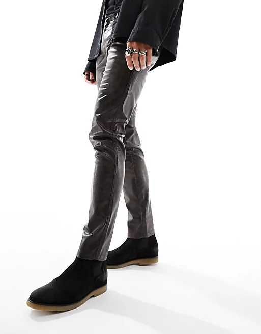 AllSaints Rhett Suede Boot Кожени мъжки боти тип челси Черни Размер 41