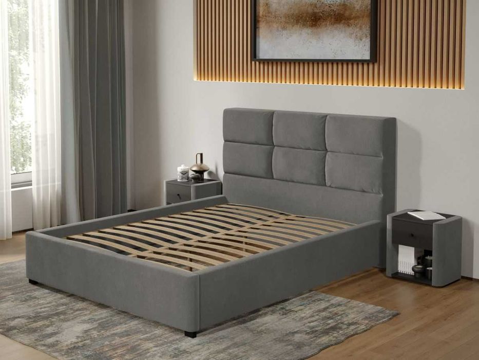 Pat tapitat Cico fix 170 x 114 C1 din piele/stofa Gri Falcone 21
