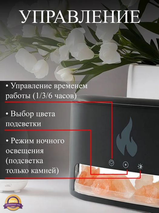 Увлажнитель воздуха мини камин для дома с подсветкой