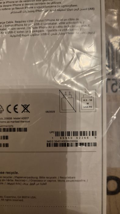 Iphone 17 Air, 256 GB, Spate Black. SIGILAT