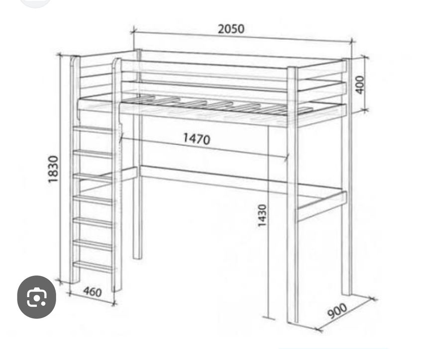 Кровать чердак, двухъярусная, подростковая
