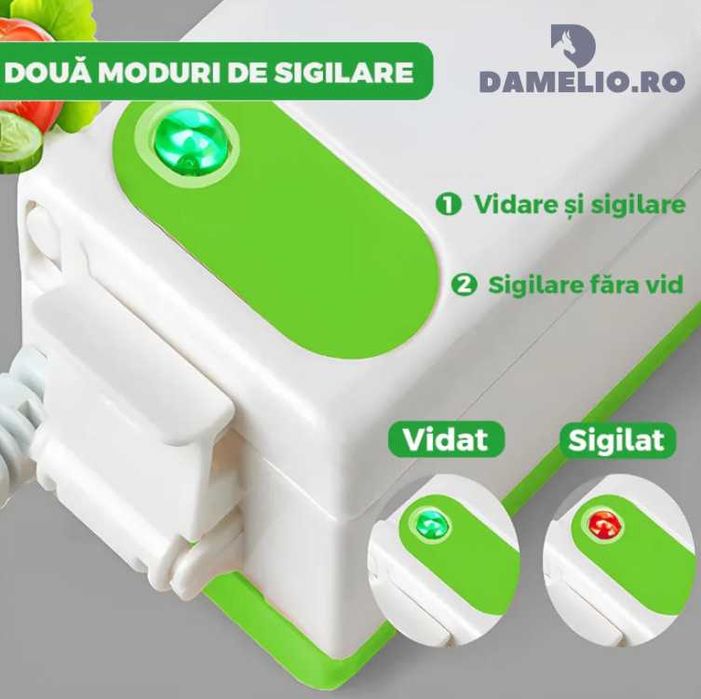 Aparat de Sigilat si Vidat alimente   100W 220V alb/verde