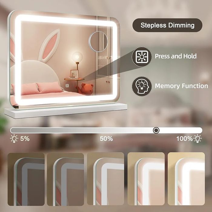 Професионално огледало за грим,с USB порт за зареждане и лупа