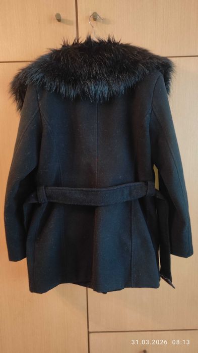 Дамско черно вълнено палто р. 50 отлично и супер евтино!