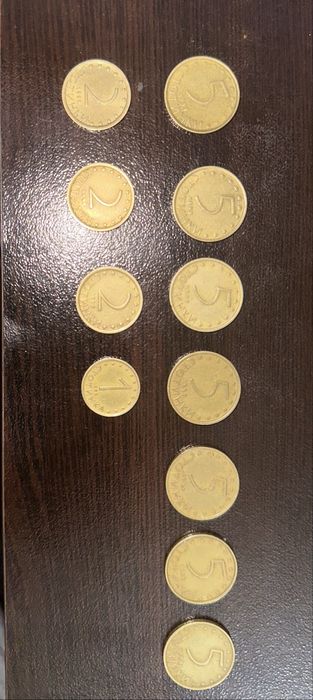 1, 2 и 5 стотинки от 1999 г.
