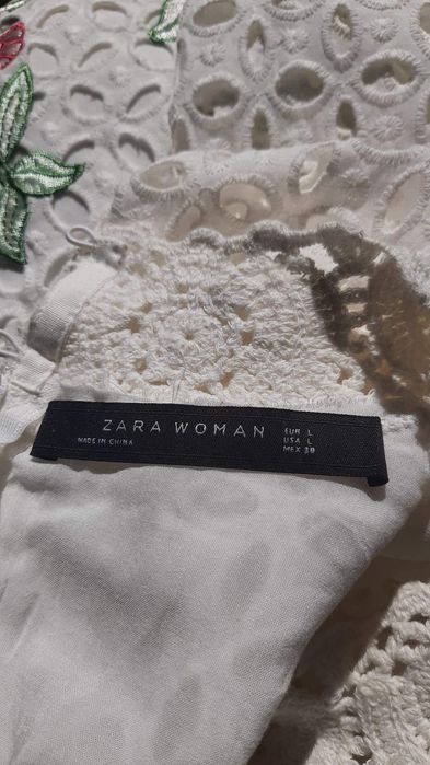 Rochie mini dantela bumbac brodata ZARA 38-40