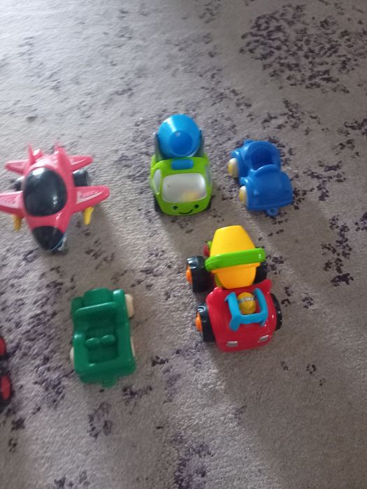 set 9 masini bebe copil 1 an 2 ani excavator avion betoniera masinute