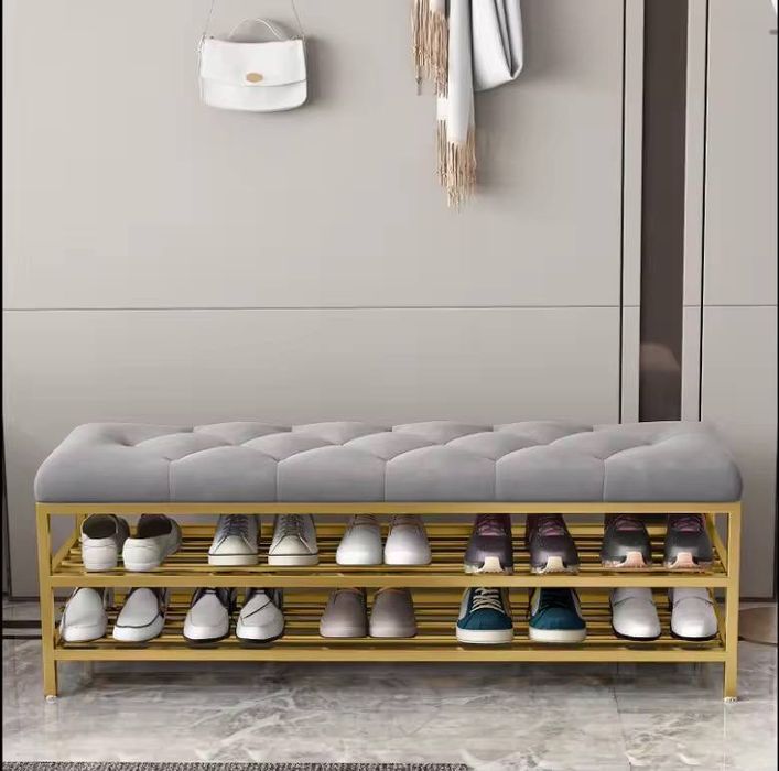 Обувница со скамьей (металл + мягкое сиденье)