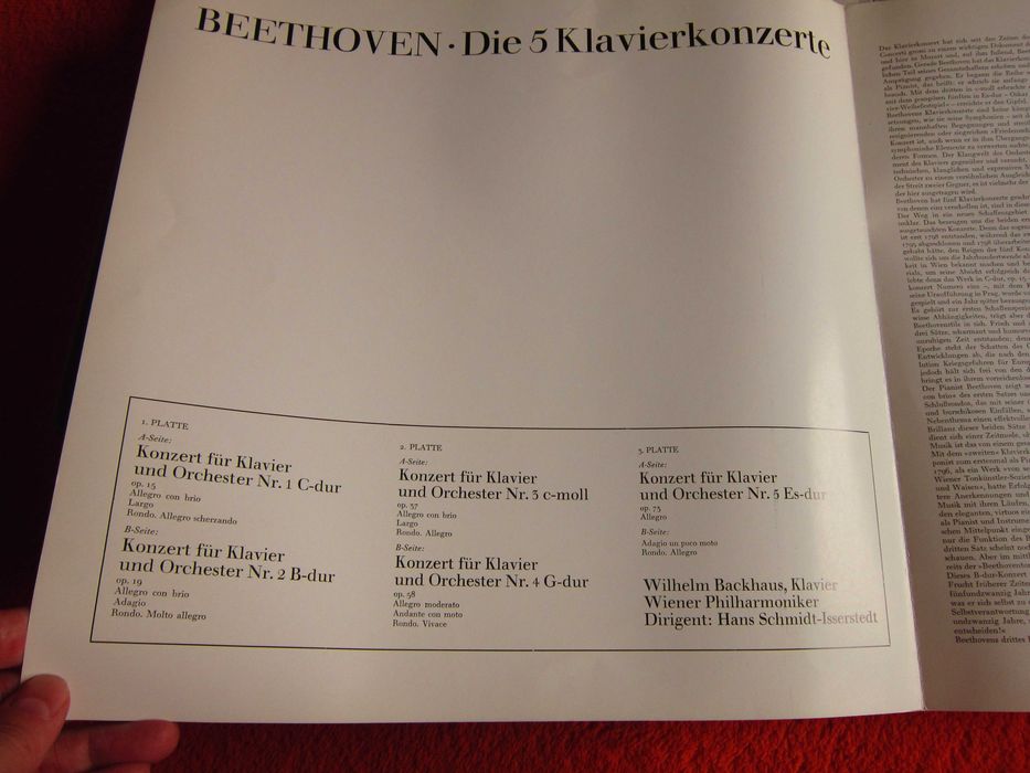 vinil rar Beethoven 5 Concert Pian - Wilhelm Backhaus 1969 impecabil