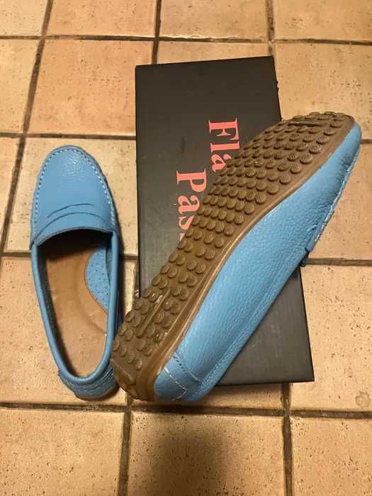 Mocasini piele albastru deschis 38