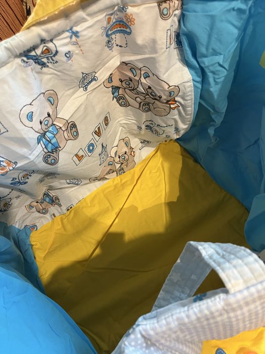 Памучен кош за играчки, пачуърк, ръчна изработка
